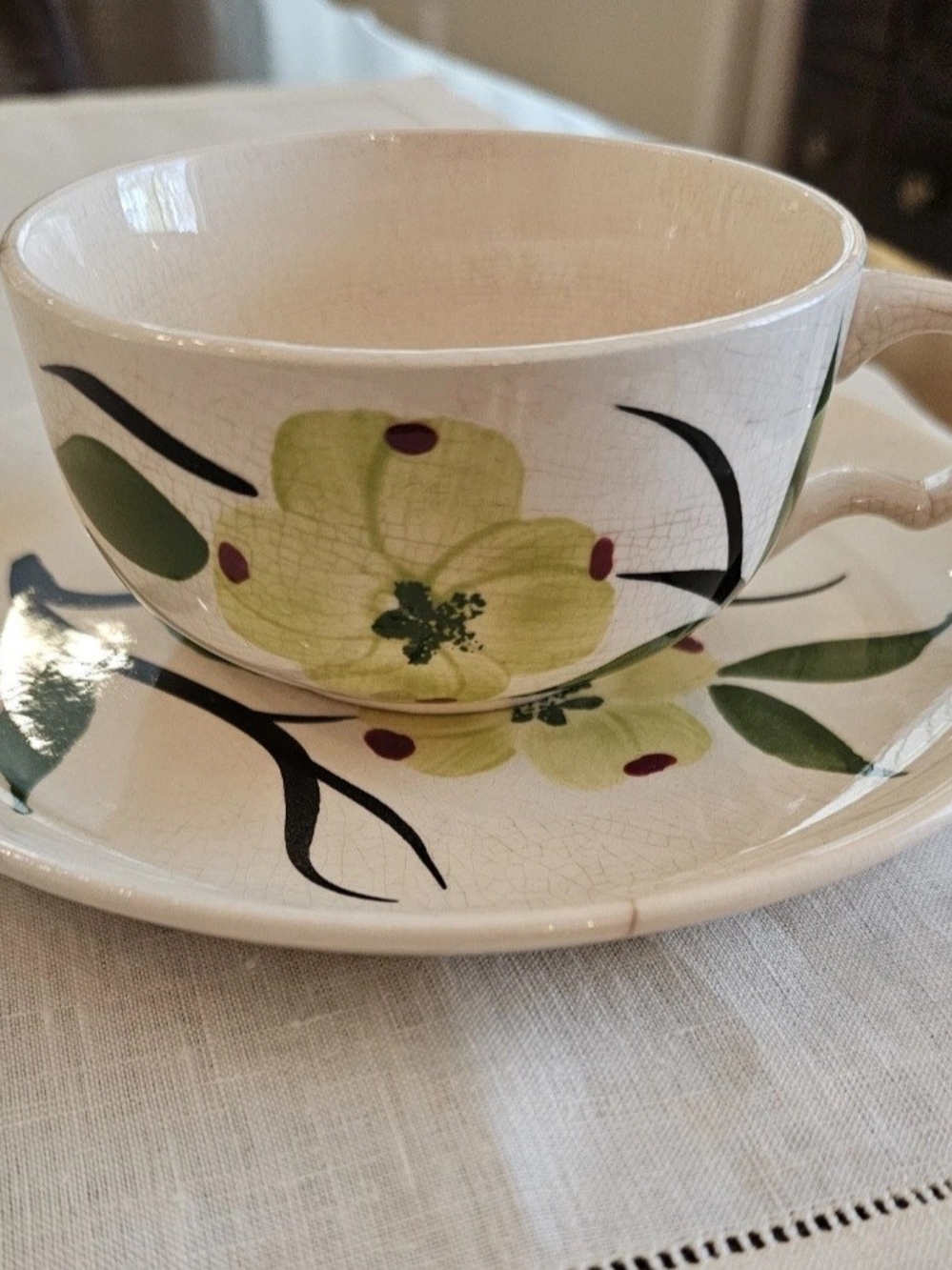 Vintage Blue Ridge Pottery Dixie Dogwood Teacup Set